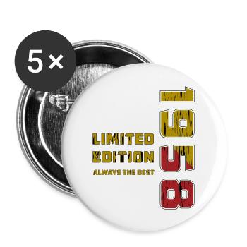 JAHRESZAHL 1958 - Buttons groß 56 mm (5er Pack) - Weiß - Vorne