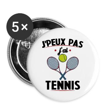 I can't I have tennis - Buttons large 2.2''/56 mm (5-pack) - white - Front