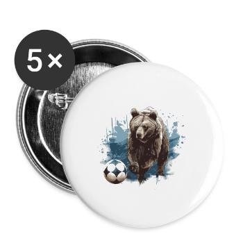 Bear Soccer Sports Team - Buttons large 2.2''/56 mm (5-pack) - white - Front