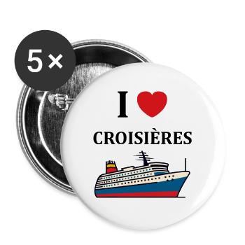I love Croisières - Lot de 5 grands badges (56 mm) - blanc - Devant