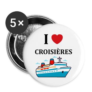 I love Croisières - Lot de 5 grands badges (56 mm) - blanc - Devant