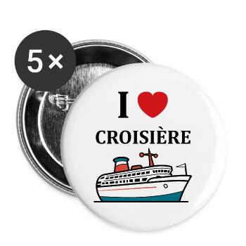 I love Croisière - Lot de 5 grands badges (56 mm) - blanc - Devant