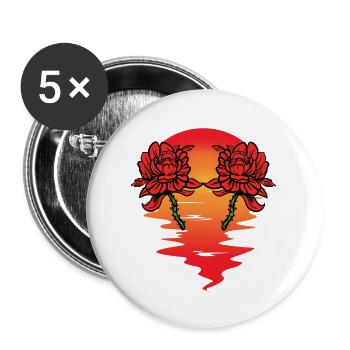 Blumen Sonne Valentin Valentinstag Liebe Geschenk - Buttons groß 56 mm (5er Pack) - Weiß - Vorne