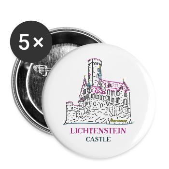 Lichtenstein Castle, Germany, Hand Drawing - Buttons large 2.2''/56 mm (5-pack) - white - Front