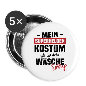 Mon costume de super-héros est dans la blanchisserie Désolé - Lot de 5 grands badges (56 mm) - blanc - Devant