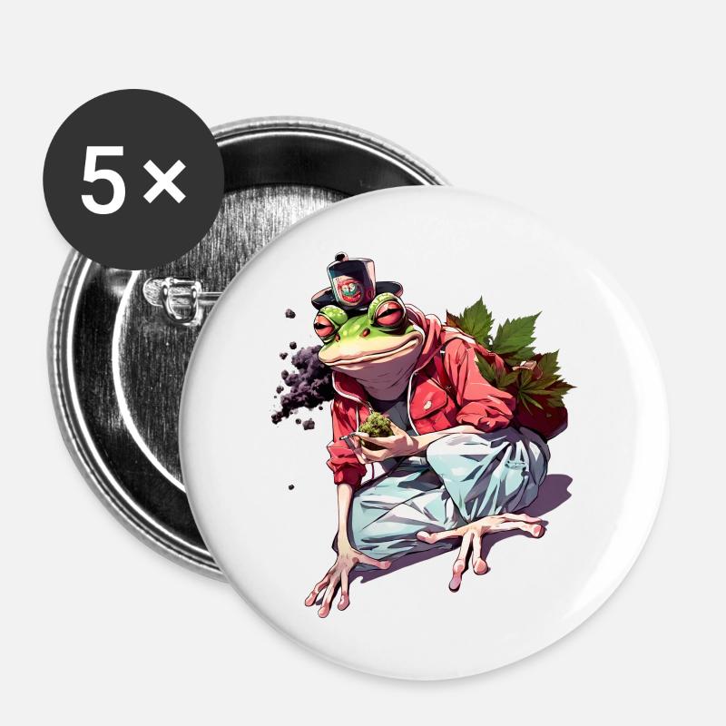 Frogs 'n' Hops: Ribbiting Brew Tee - Buttons large 2.2''/56 mm (5-pack) - white