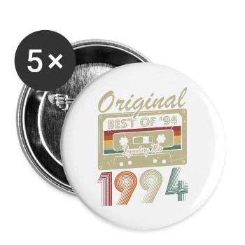 Original 1994 Jahrgang Geburtstag Geschenkidee - Buttons groß 56 mm (5er Pack) - Weiß - Vorne