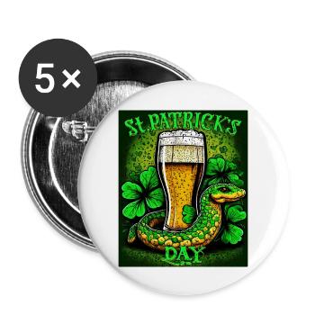 JOUR DE LA SAINT-PATRICK SERPENT BIÈRE TRÈFLE - Lot de 5 grands badges (56 mm) - blanc - Devant