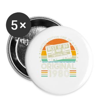 Vintage 1980s Birthday Joy - Buttons large 2.2''/56 mm (5-pack) - white - Front