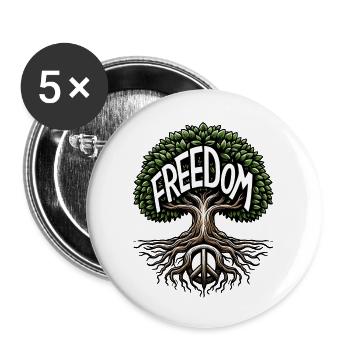 Freiheitsbaum - Symbol für Frieden und Freiheit - Buttons groß 56 mm (5er Pack) - Weiß - Vorne