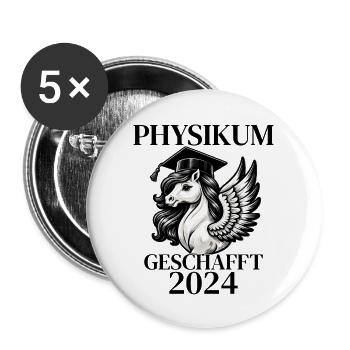 Physikum geschafft!!! Medizinstudent Universität - Buttons groß 56 mm (5er Pack) - Weiß - Vorne