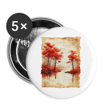 Classic Scenery Papyrus Scroll Onsen Japanese - Buttons large 2.2''/56 mm (5-pack) - white - Front