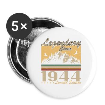 Légendaire depuis 1944 Vintage cadeau d’anniversaire - Lot de 5 grands badges (56 mm) - blanc - Devant