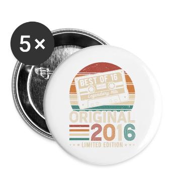 Vintage 2016 - Birthday Legends - Buttons large 2.2''/56 mm (5-pack) - white - Front