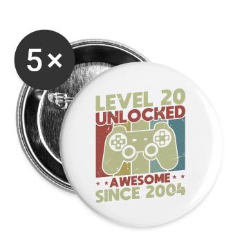 Level 20 Unlocked - Buttons large 2.2''/56 mm (5-pack) - white - Front