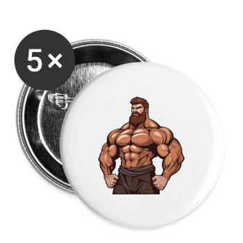 Workout Bodybuilder Gym Muscles Bodybuilding - Buttons large 2.2''/56 mm (5-pack) - white - Front