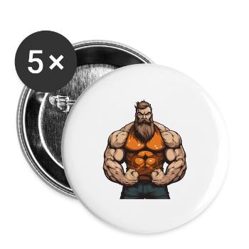 Entraînement Bodybuilder Muscles Musculation Gym - Lot de 5 grands badges (56 mm) - blanc - Devant