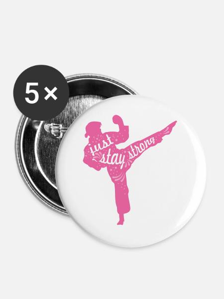 Weibliche Karateka - Buttons groß 56 mm (5er Pack) - Weiß