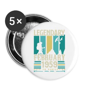 Cadeau Vintage Anniversaire Février 1959, février. - Lot de 5 grands badges (56 mm) - blanc - Devant