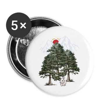 Alpes, Lapin, Hiver, Chute De Neige, Noël, Lapin - Lot de 5 grands badges (56 mm) - blanc - Devant