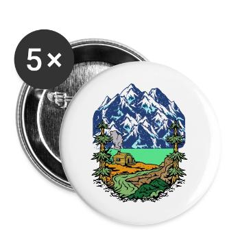 Alpes, Sommet, Montagnes, Beg Hut, Maison, Alm, Tyrol, Nature - Lot de 5 grands badges (56 mm) - blanc - Devant