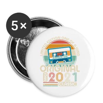 Glückliche Jahre 2021 - Buttons groß 56 mm (5er Pack) - Weiß - Vorne