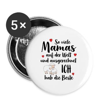 So Viele Mamas Ich Hab Die Beste Beste Mama - Buttons groß 56 mm (5er Pack) - Weiß - Vorne