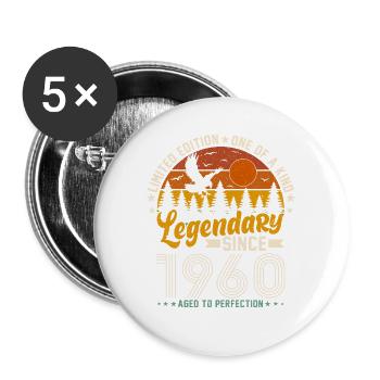 1960er Jahre Vintage Geburtstagsgeschenk - Buttons groß 56 mm (5er Pack) - Weiß - Vorne