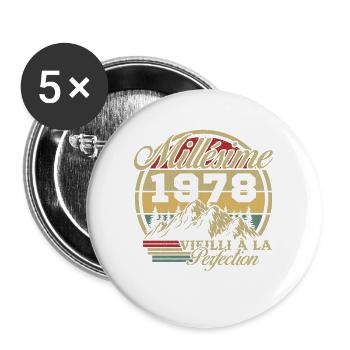 Millésime 1978, Cadeau D'anniversaire Vintage 1978 - Lot de 5 grands badges (56 mm) - blanc - Devant