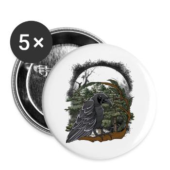Forest Dweller, Raven, Crows, Bird, Fairy Tale, Child - Buttons large 2.2''/56 mm (5-pack) - white - Front