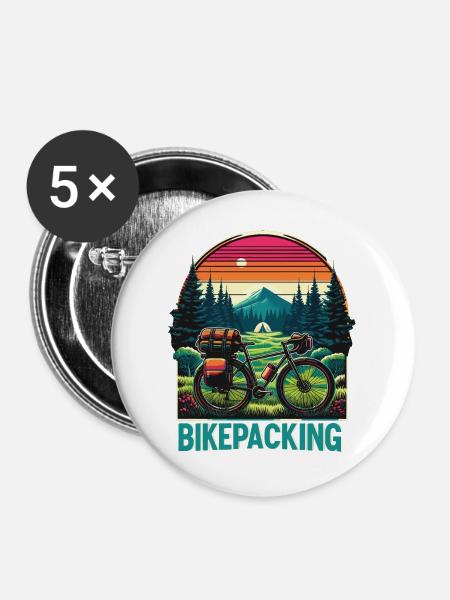 Bikepacking Sunset Trail - Buttons groß 56 mm (5er Pack) - Weiß