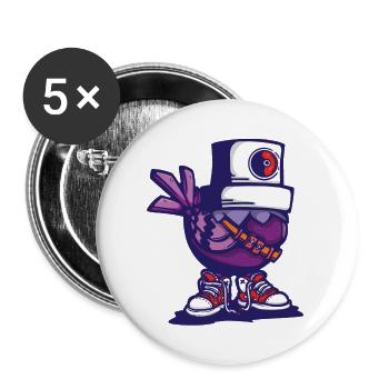Casquette d’oiseau - Lot de 5 grands badges (56 mm) - blanc - Devant
