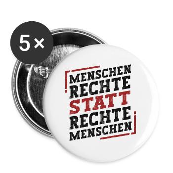 Menschenrechte Statt Rechte Menschen - Buttons groß 56 mm (5er Pack) - Weiß - Vorne