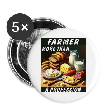 FARMER MORE THAN A PROFESSION - Buttons large 2.2''/56 mm (5-pack) - white - Front