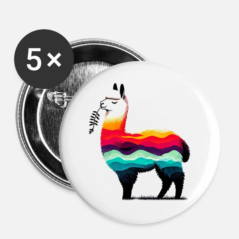 Alpaka - Buttons groß 56 mm (5er Pack) - Weiß