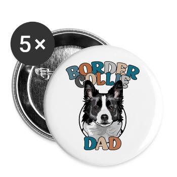 Border Collie papa chiens chien fête des pères Wilsigns - Lot de 5 grands badges (56 mm) - blanc - Devant