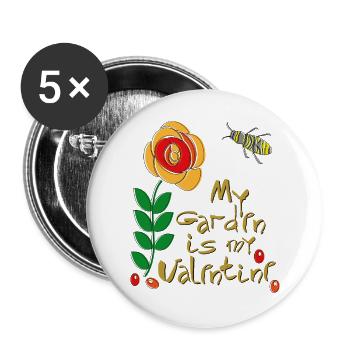mon jardin est mon Valentin - Lot de 5 grands badges (56 mm) - blanc - Devant