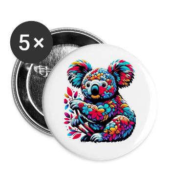 Koala - Buttons groß 56 mm (5er Pack) - Weiß - Vorne