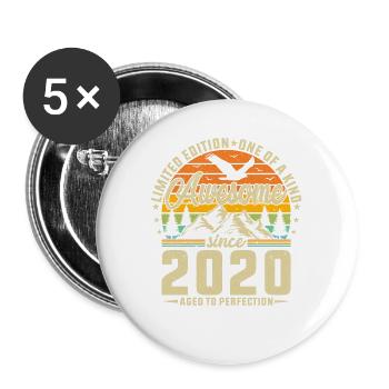 Inspirierendes 2020 Jahrgang Vintage Design - Buttons groß 56 mm (5er Pack) - Weiß - Vorne