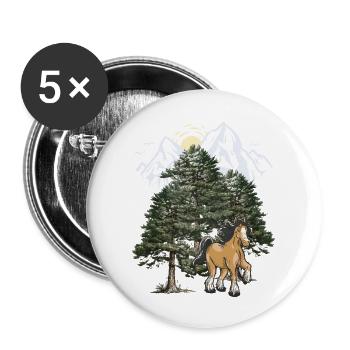 Mountains, Mountains, Horse, Black Forest, Tyrol, Alps - Buttons large 2.2''/56 mm (5-pack) - white - Front