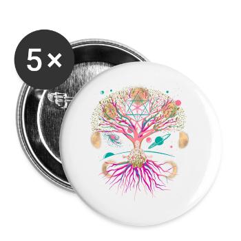 Moon Tree Meditation Meditate Universe Fantasy - Buttons large 2.2''/56 mm (5-pack) - white - Front