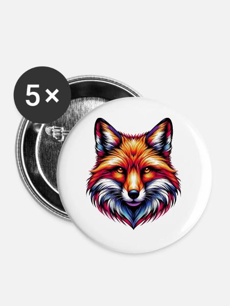 Fuchs - Buttons groß 56 mm (5er Pack) - Weiß