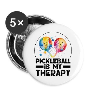 Pickleball ist meine Therapie - Buttons groß 56 mm (5er Pack) - Weiß - Vorne
