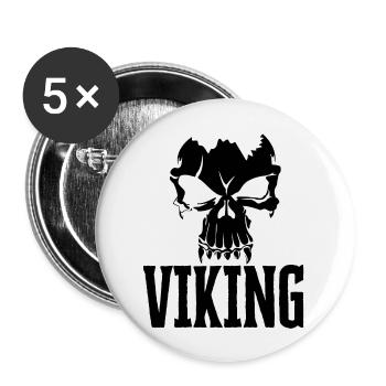 Viking Totenkopf Wikinger Walhalla - Buttons groß 56 mm (5er Pack) - Weiß - Vorne