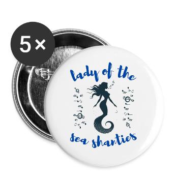 Sirene Dame der Seemannslieder Seemannsmann - Buttons groß 56 mm (5er Pack) - Weiß - Vorne