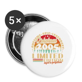 Original 2005 édition limitée Vintage anniversaire - Lot de 5 grands badges (56 mm) - blanc - Devant