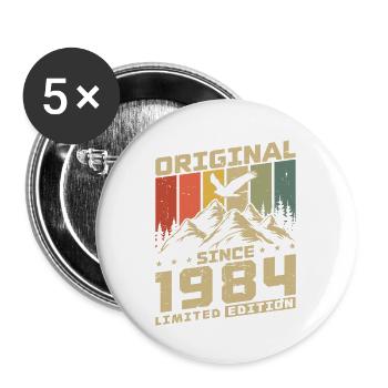 Original 1984 Vintage Rétro Cadeau d’anniversaire - Lot de 5 grands badges (56 mm) - blanc - Devant