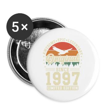 1997 Birthday Gift 1997 Vintage 1997 Gift - Buttons large 2.2''/56 mm (5-pack) - white - Front