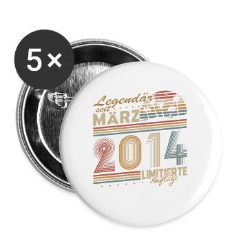 Légendaire depuis mars 2014 Cadeau Anniversaire - Lot de 5 grands badges (56 mm) - blanc - Devant