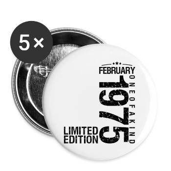 Birthday February 1975 February born in January - Buttons large 2.2''/56 mm (5-pack) - white - Front